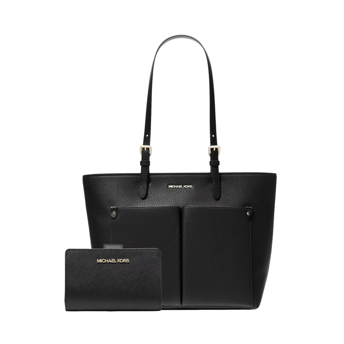 Set Michael Kors Jet Set Pocket and Medium Crossgrain Leather Wallet - Bolsa y Cartera