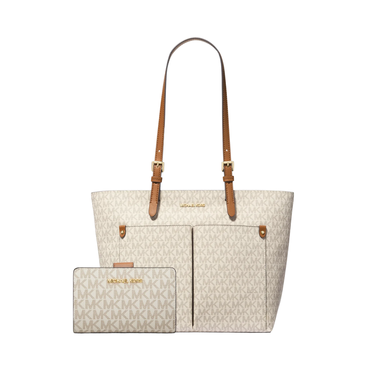 Set Michael Kors Jet Set Pocket and Medium Signature Logo Wallet - Bolsa y Cartera