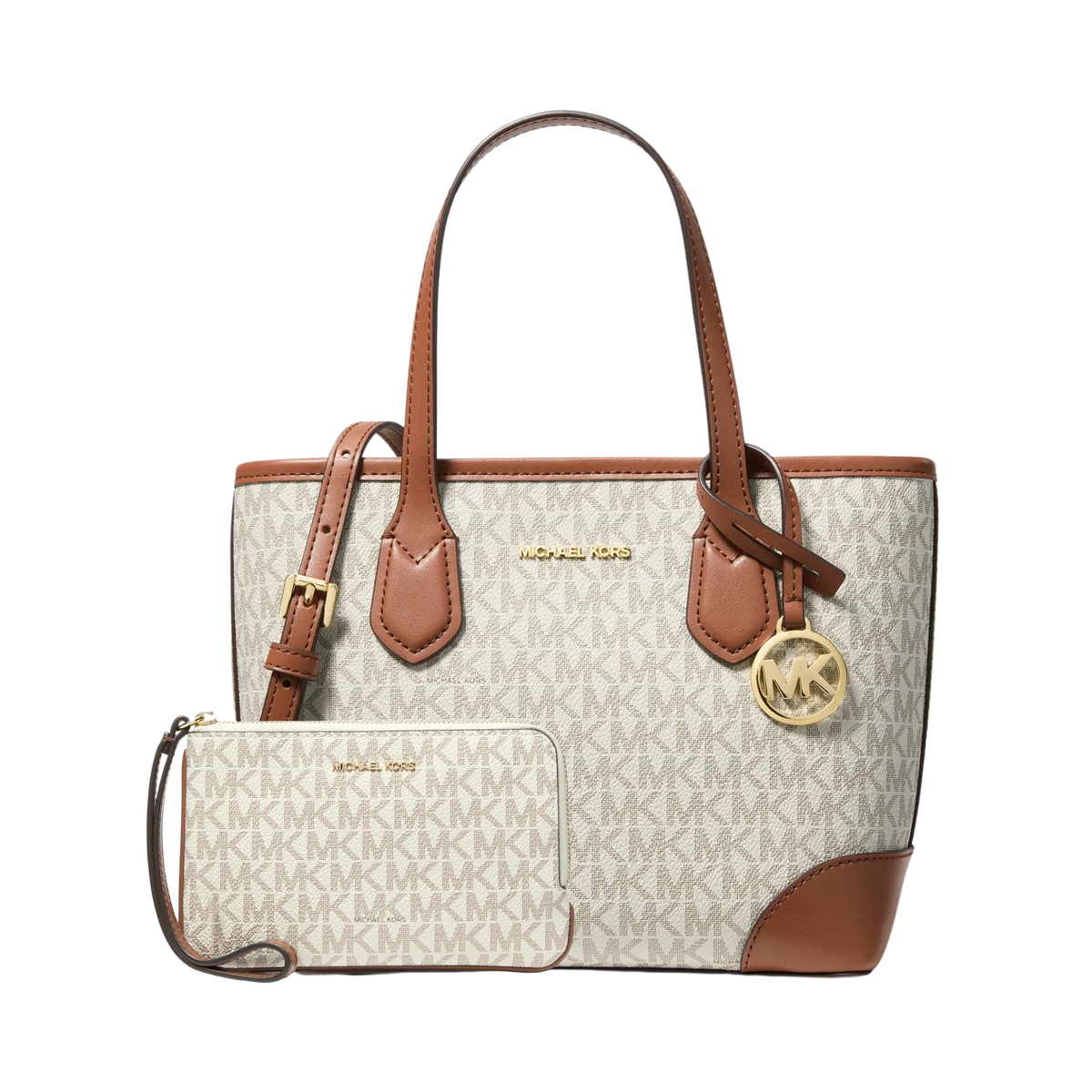 Set Michael Kors Eva and Jet Set Travel Signature Logo Wristlet - Bolsa y Monedero