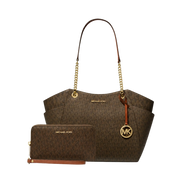 Set Michael Kors Jet Set Signature Logo Smartphone Wristlet – Bolsa y Cartera