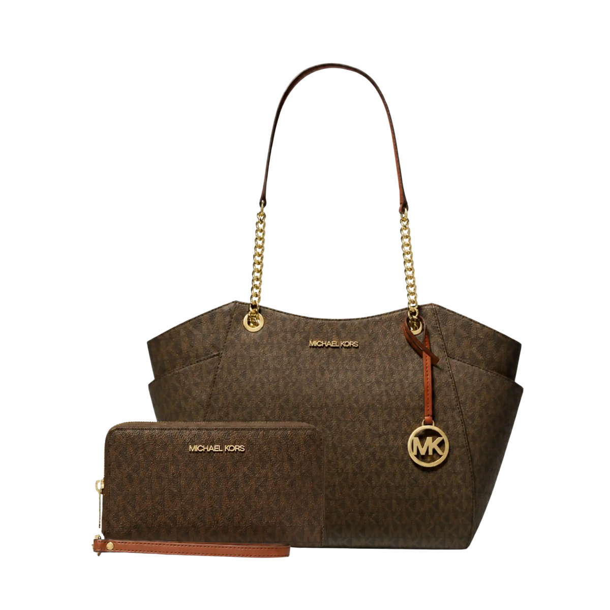 Set Michael Kors Jet Set Signature Logo Smartphone Wristlet – Bolsa y Cartera