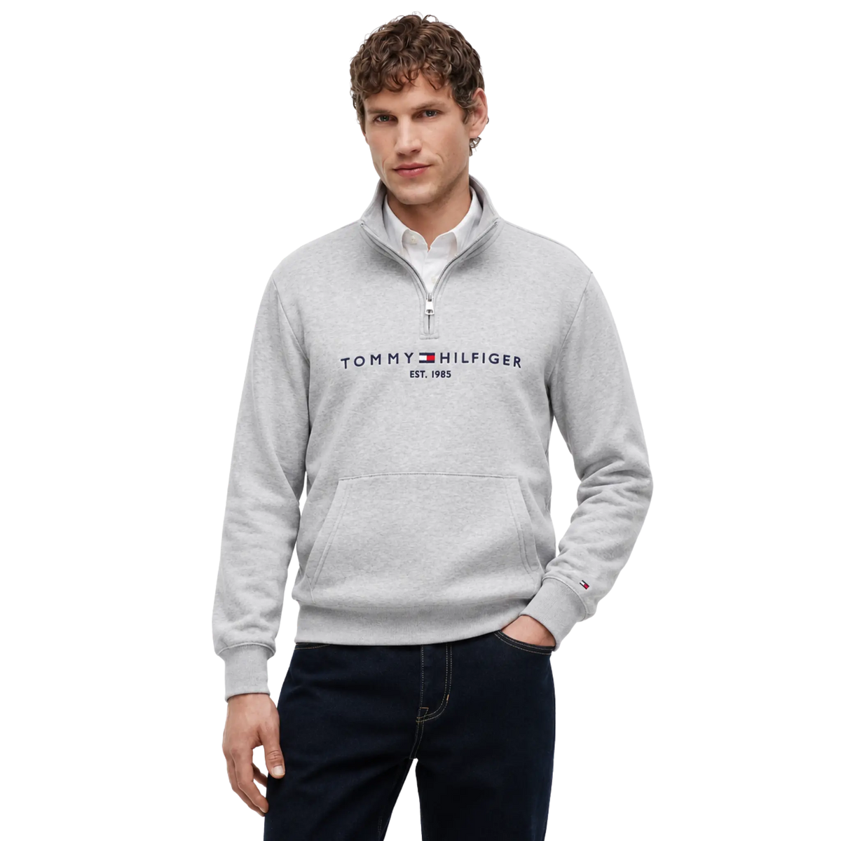 Suéter Tommy Hilfiger Embroidered Tommy Logo Quarter-Zip Sweater