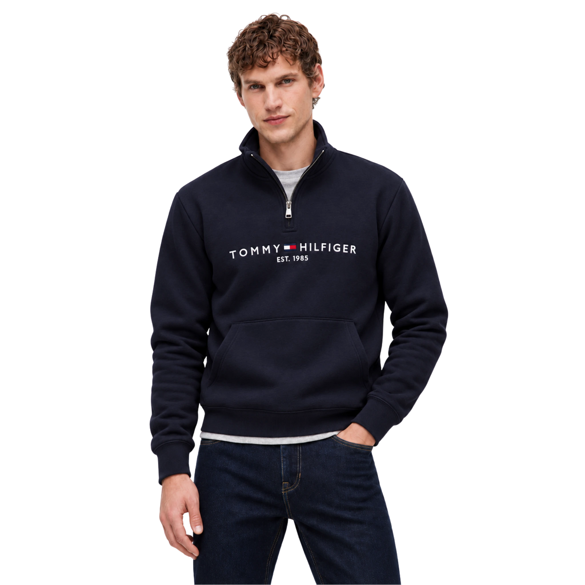 Suéter Tommy Hilfiger Embroidered Tommy Logo Quarter-Zip Sweater
