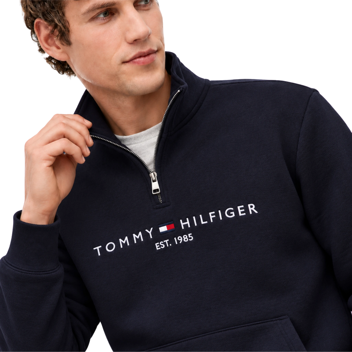 Suéter Tommy Hilfiger Embroidered Tommy Logo Quarter-Zip Sweater