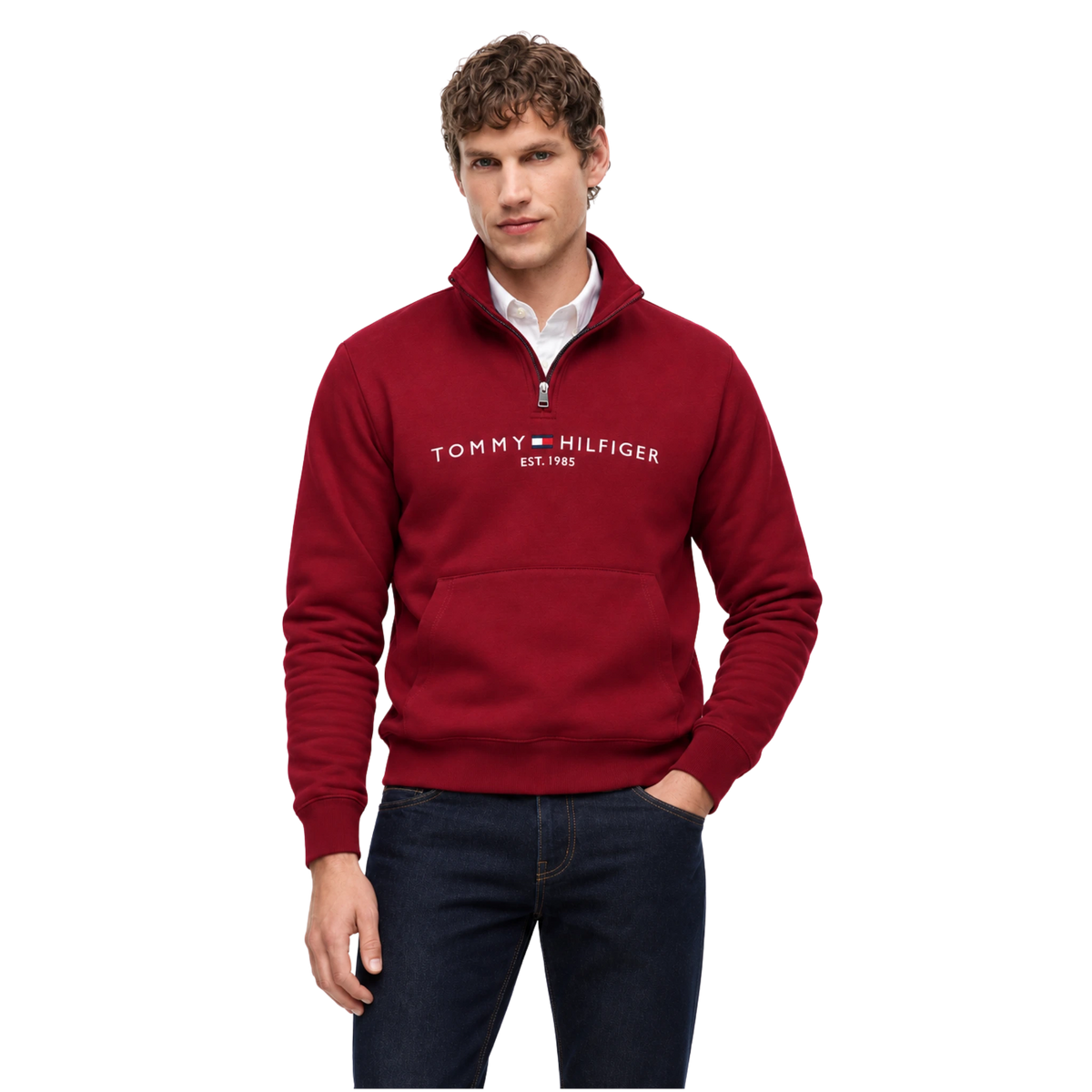 Suéter Tommy Hilfiger Embroidered Tommy Logo Quarter-Zip Sweater