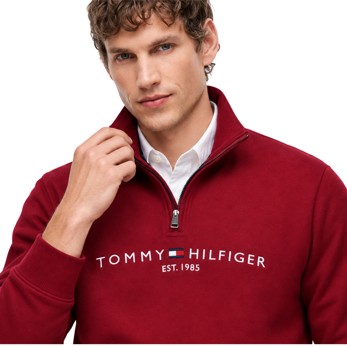 Suéter Tommy Hilfiger Embroidered Tommy Logo Quarter-Zip Sweater