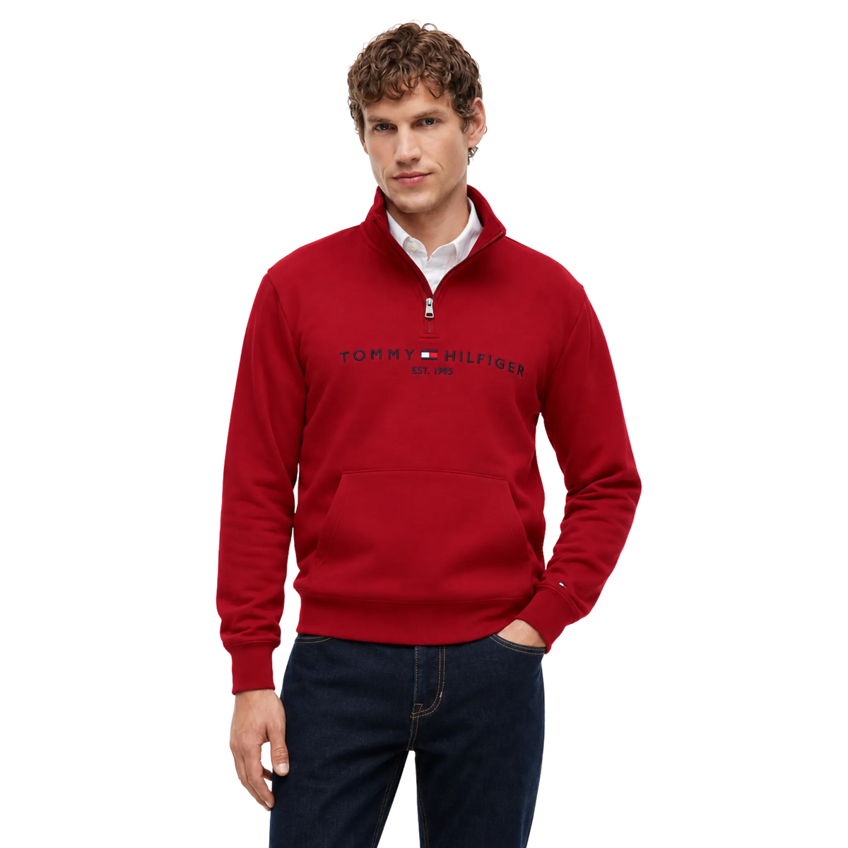 Suéter Tommy Hilfiger Embroidered Tommy Logo Quarter-Zip Sweater