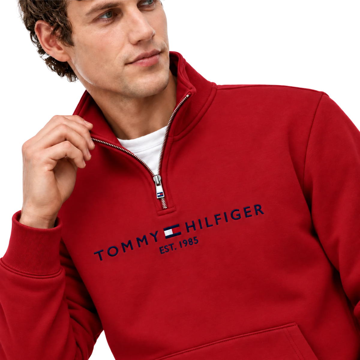 Suéter Tommy Hilfiger Embroidered Tommy Logo Quarter-Zip Sweater