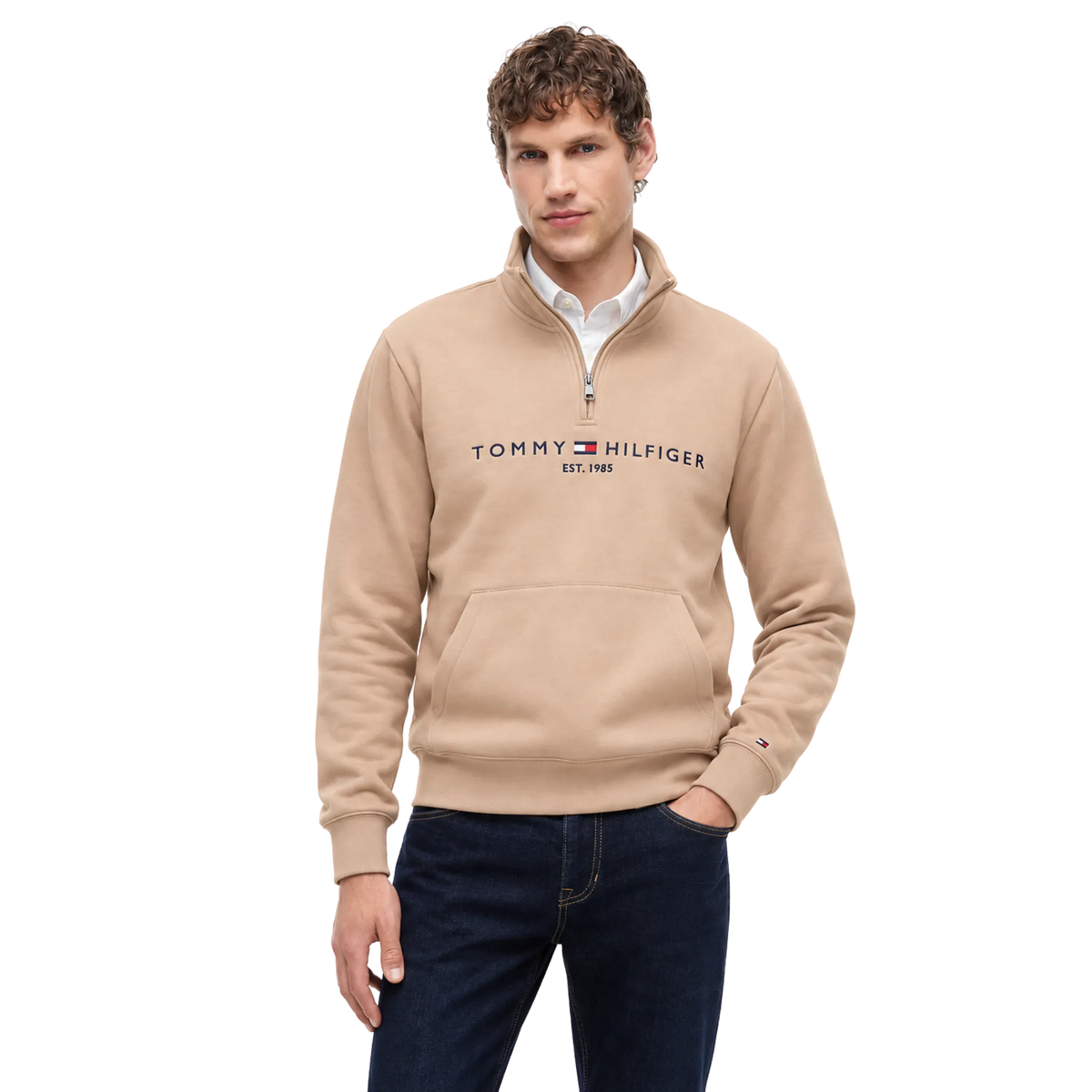 Suéter Tommy Hilfiger Embroidered Tommy Logo Quarter-Zip Sweater
