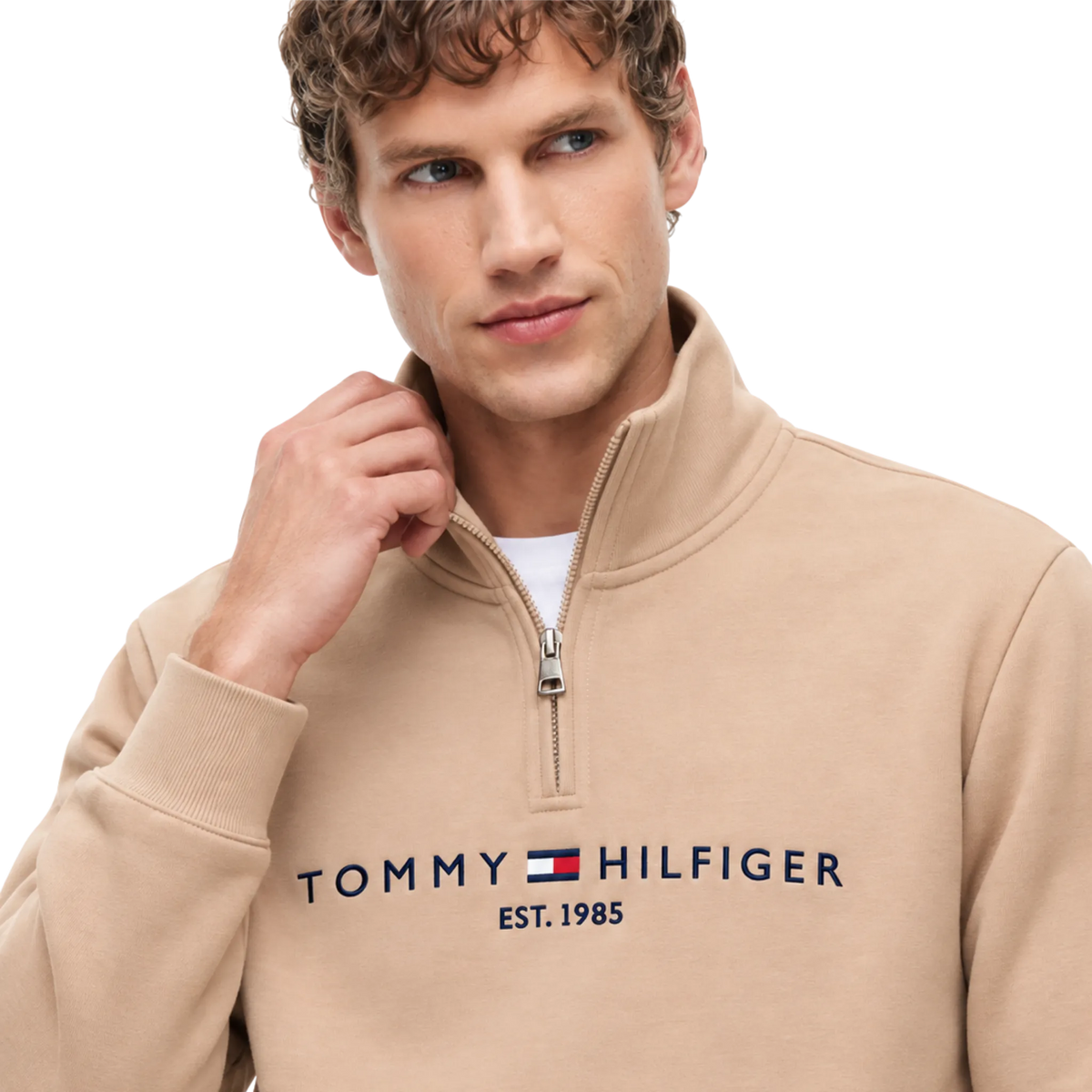 Suéter Tommy Hilfiger Embroidered Tommy Logo Quarter-Zip Sweater