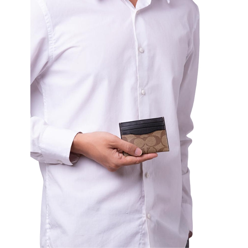 Tarjetero Coach Slim Id Card Case In Signature Canvas