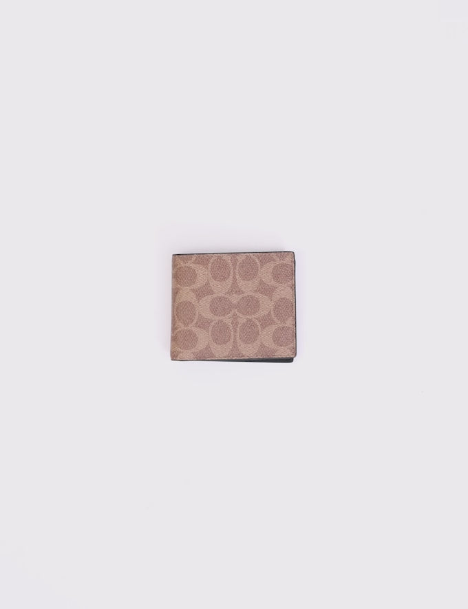 Cargar vídeo: Cartera Coach Id Billfold Wallet In Signature Canvas
