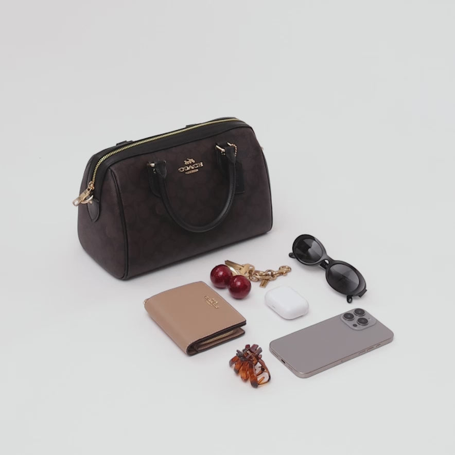 Cargar vídeo: Bolsa Coach Rowan Satchel Bag In Signature Canvas